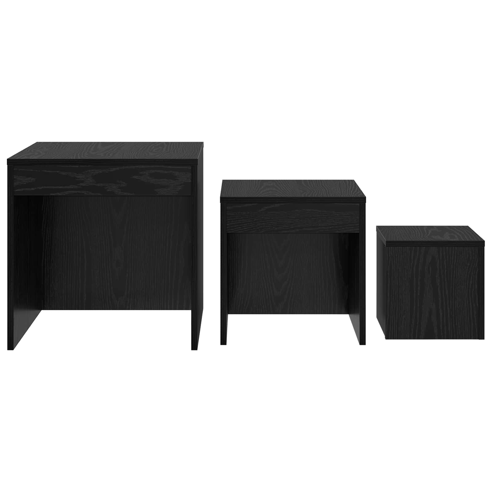Salontafel 3 pcs Zwart Eiken Bewerkt hout is nu te koop bij PeponiXL, paradijselijk wonen!