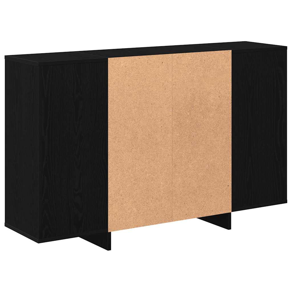 Dressoir Zwart Eiken 120 x 30 x 75 cm Bewerkt hout is nu te koop bij PeponiXL, paradijselijk wonen!