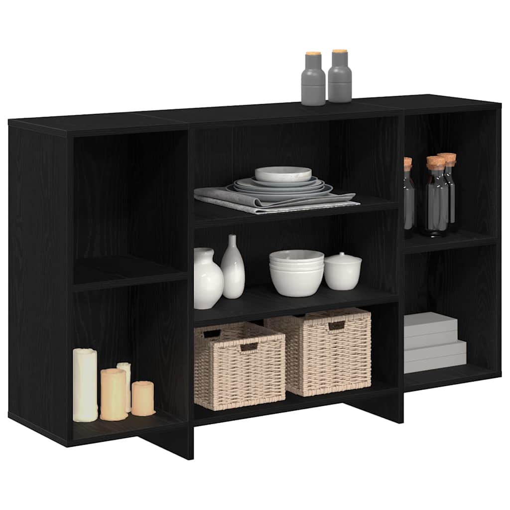 Dressoir Zwart Eiken 120 x 30 x 75 cm Bewerkt hout is nu te koop bij PeponiXL, paradijselijk wonen!