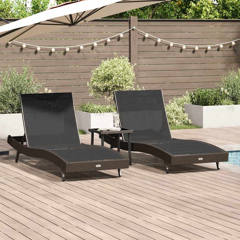 Ligstoel 3 pcs Bruin 197 x 70 x 82 cm poly rattan is nu te koop bij PeponiXL, paradijselijk wonen!