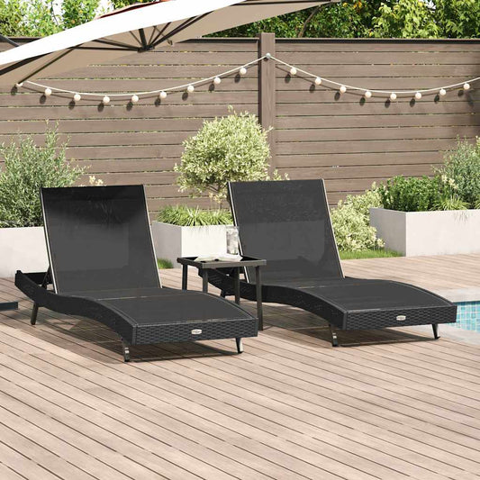 Ligstoel 3 pcs Zwart 197 x 70 x 82 cm poly rattan is nu te koop bij PeponiXL, paradijselijk wonen!
