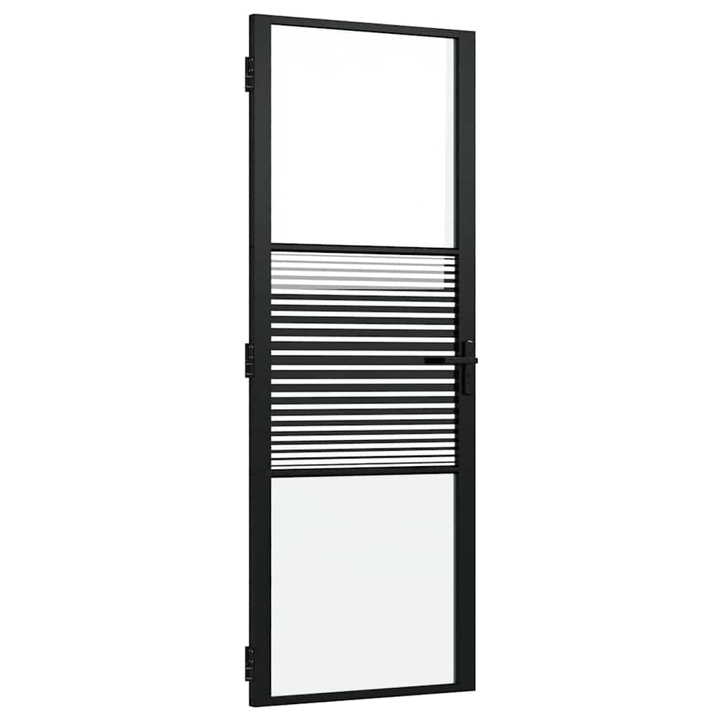 Glazen deur Gestreept Zwart 76 x 3.5 x 201.5 cm Aluminium is nu te koop bij PeponiXL, paradijselijk wonen!