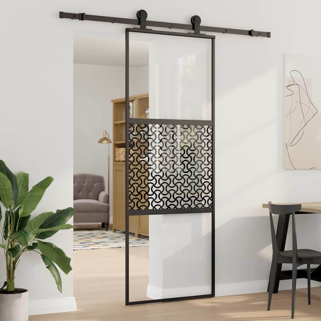 Glazen deur Fretwerk Zwart 76 x 2 x 205 cm Aluminium is nu te koop bij PeponiXL, paradijselijk wonen!