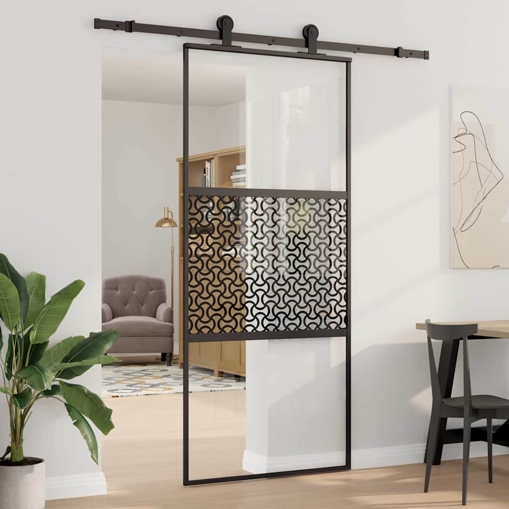 Glazen deur Fretwerk Zwart 90 x 2 x 205 cm Aluminium is nu te koop bij PeponiXL, paradijselijk wonen!