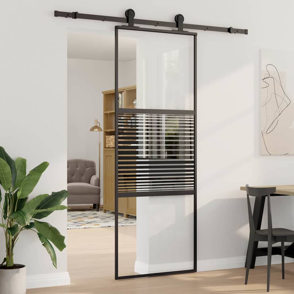 Glazen deur Gestreept Zwart 76 x 2 x 205 cm Aluminium is nu te koop bij PeponiXL, paradijselijk wonen!