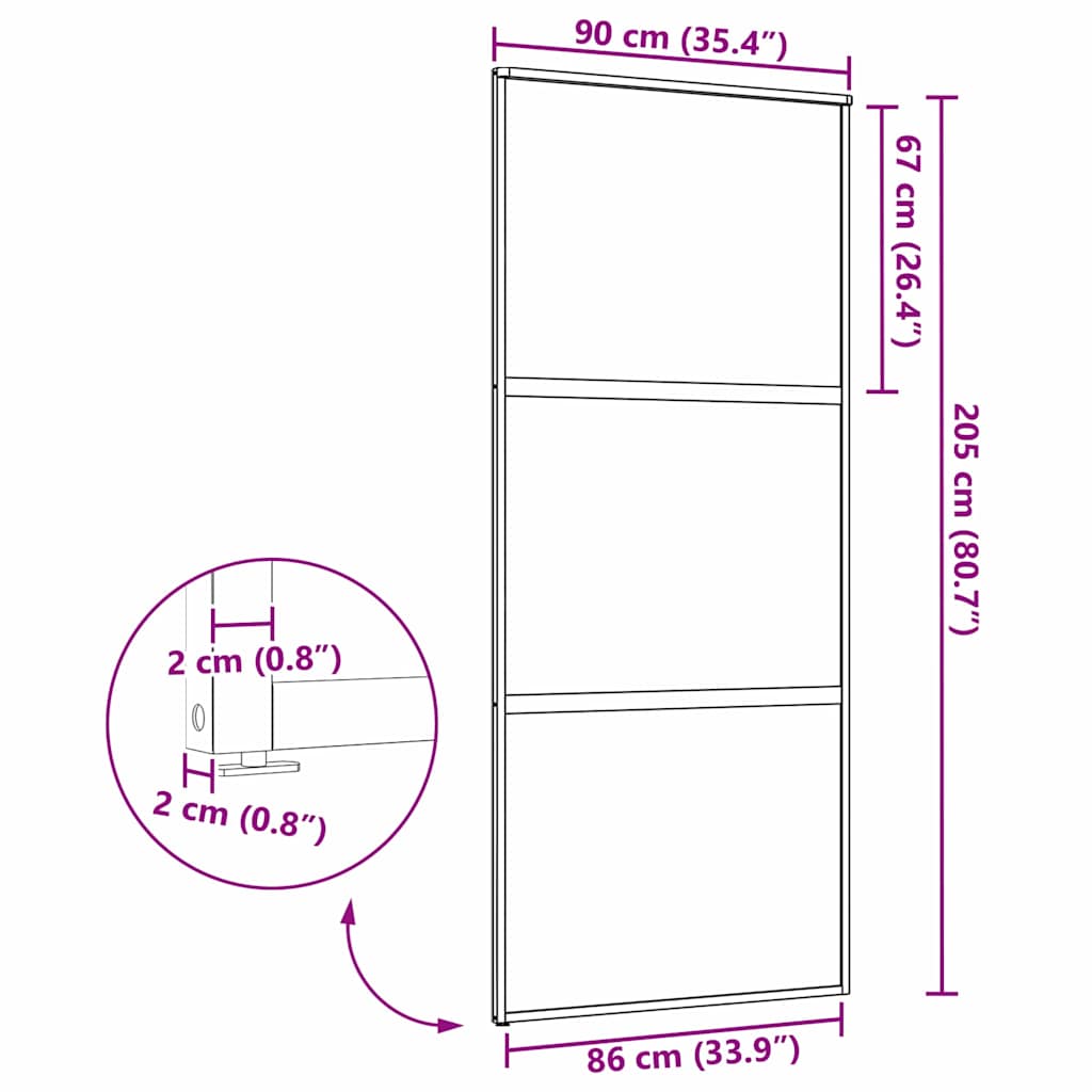 Glazen deur Gestreept Zwart 90 x 2 x 205 cm Aluminium is nu te koop bij PeponiXL, paradijselijk wonen!