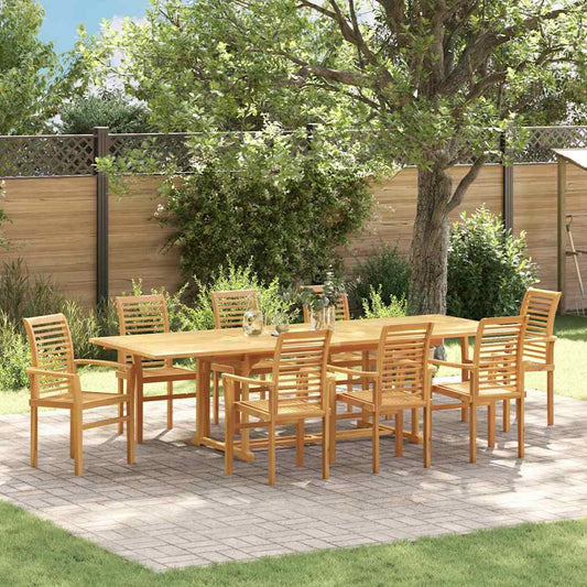Tuin eettafelset 9 pcs Bruin Massief Teakhout is nu te koop bij PeponiXL, paradijselijk wonen!