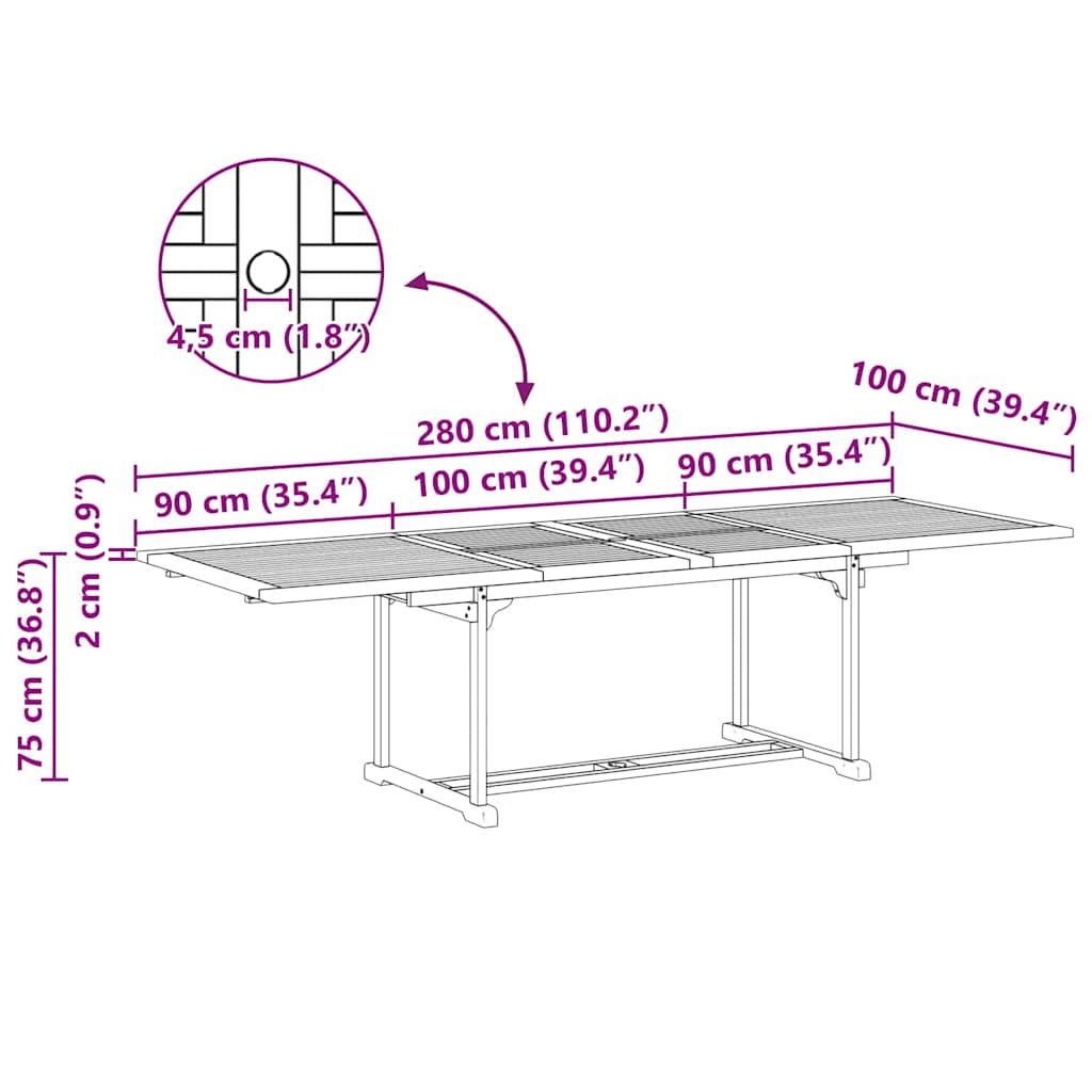 Tuin eettafelset 9 pcs Bruin Massief Teakhout is nu te koop bij PeponiXL, paradijselijk wonen!