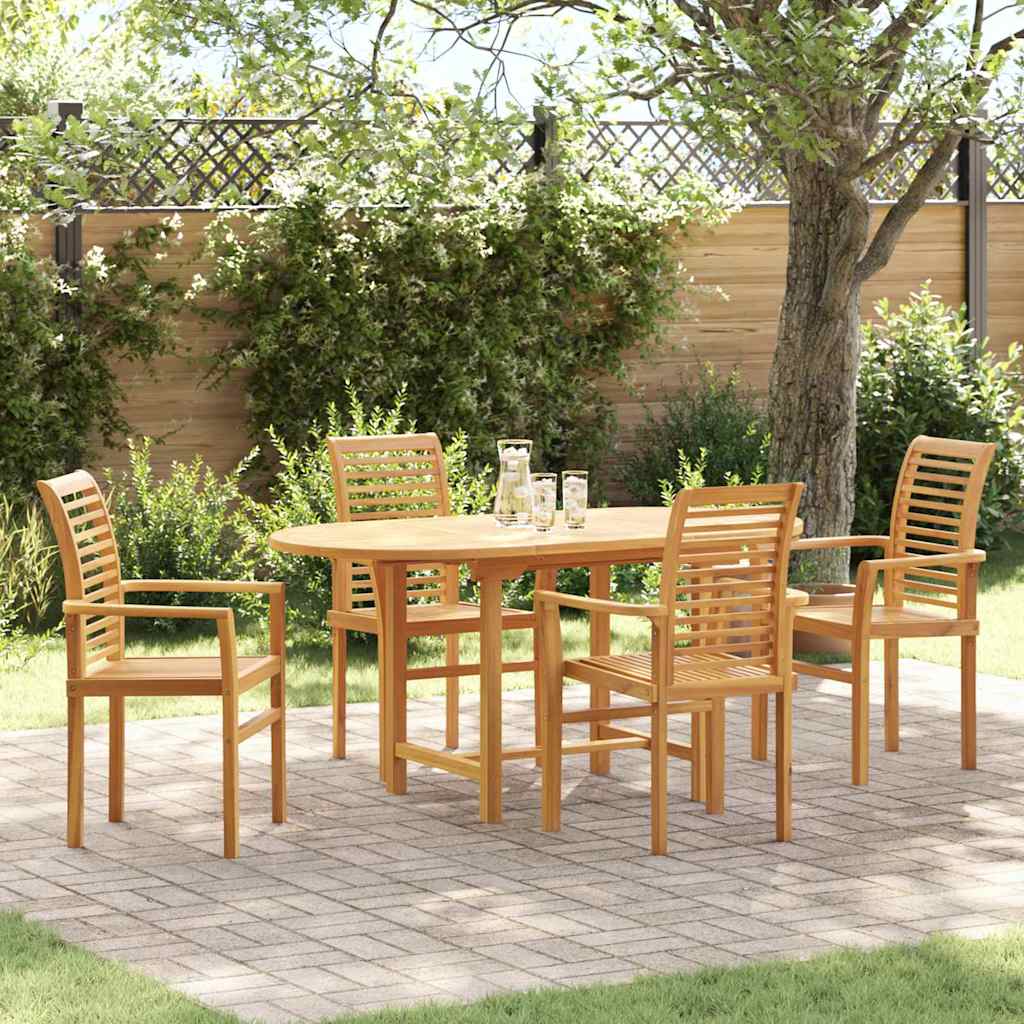 Tuin eettafelset 5 pcs Bruin Massief Teakhout is nu te koop bij PeponiXL, paradijselijk wonen!