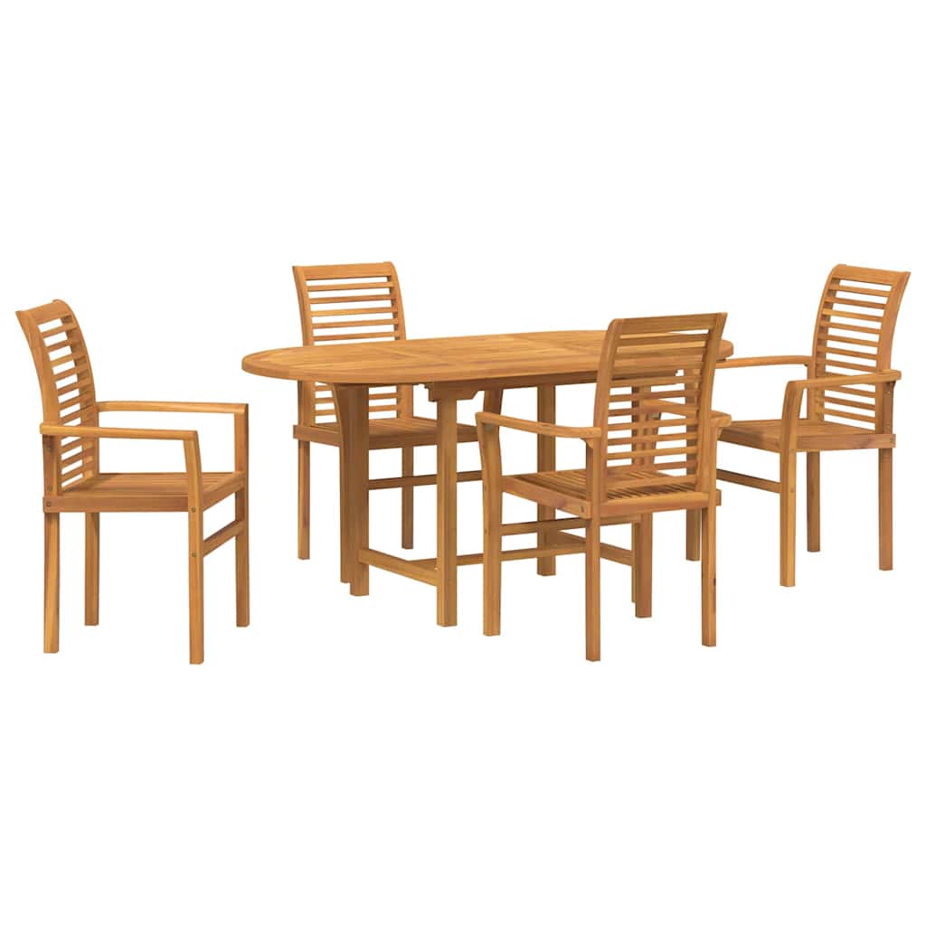 Tuin eettafelset 5 pcs Bruin Massief Teakhout is nu te koop bij PeponiXL, paradijselijk wonen!