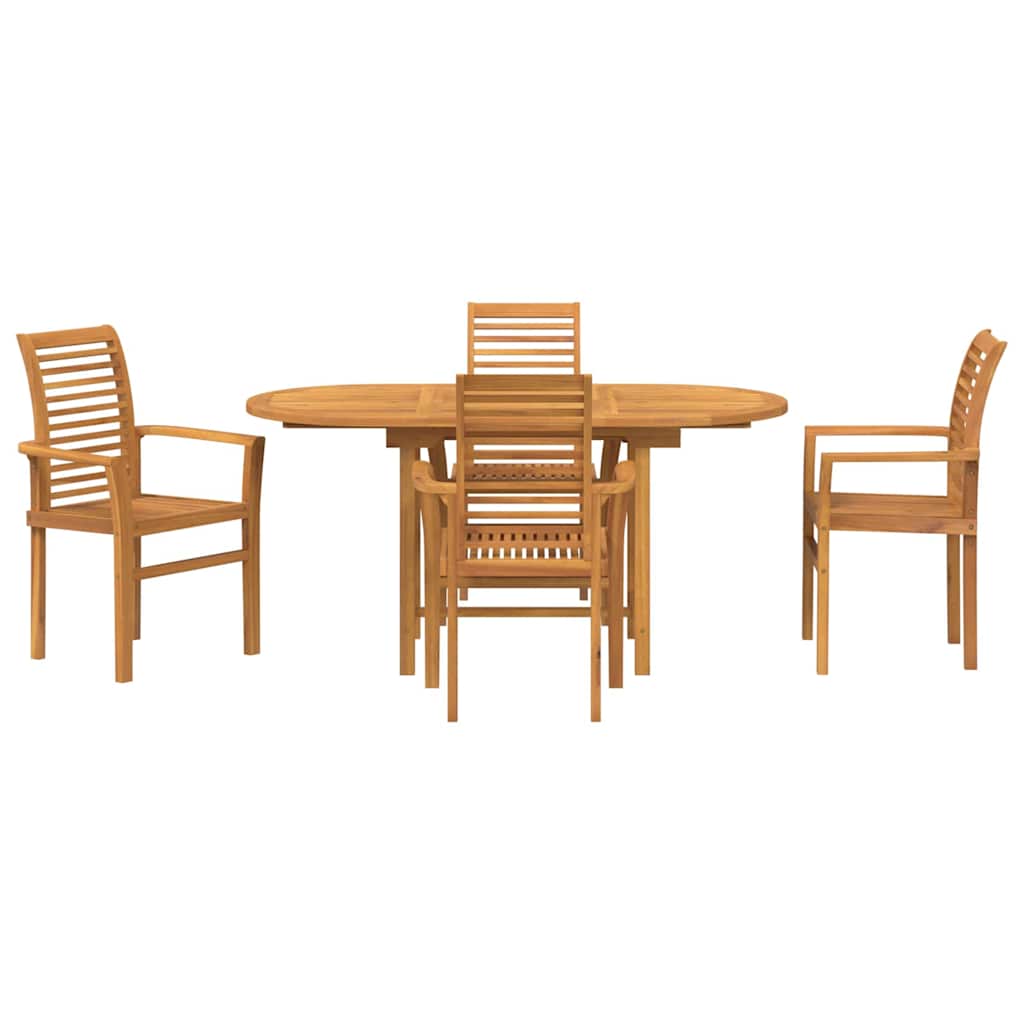 Tuin eettafelset 5 pcs Bruin Massief Teakhout is nu te koop bij PeponiXL, paradijselijk wonen!