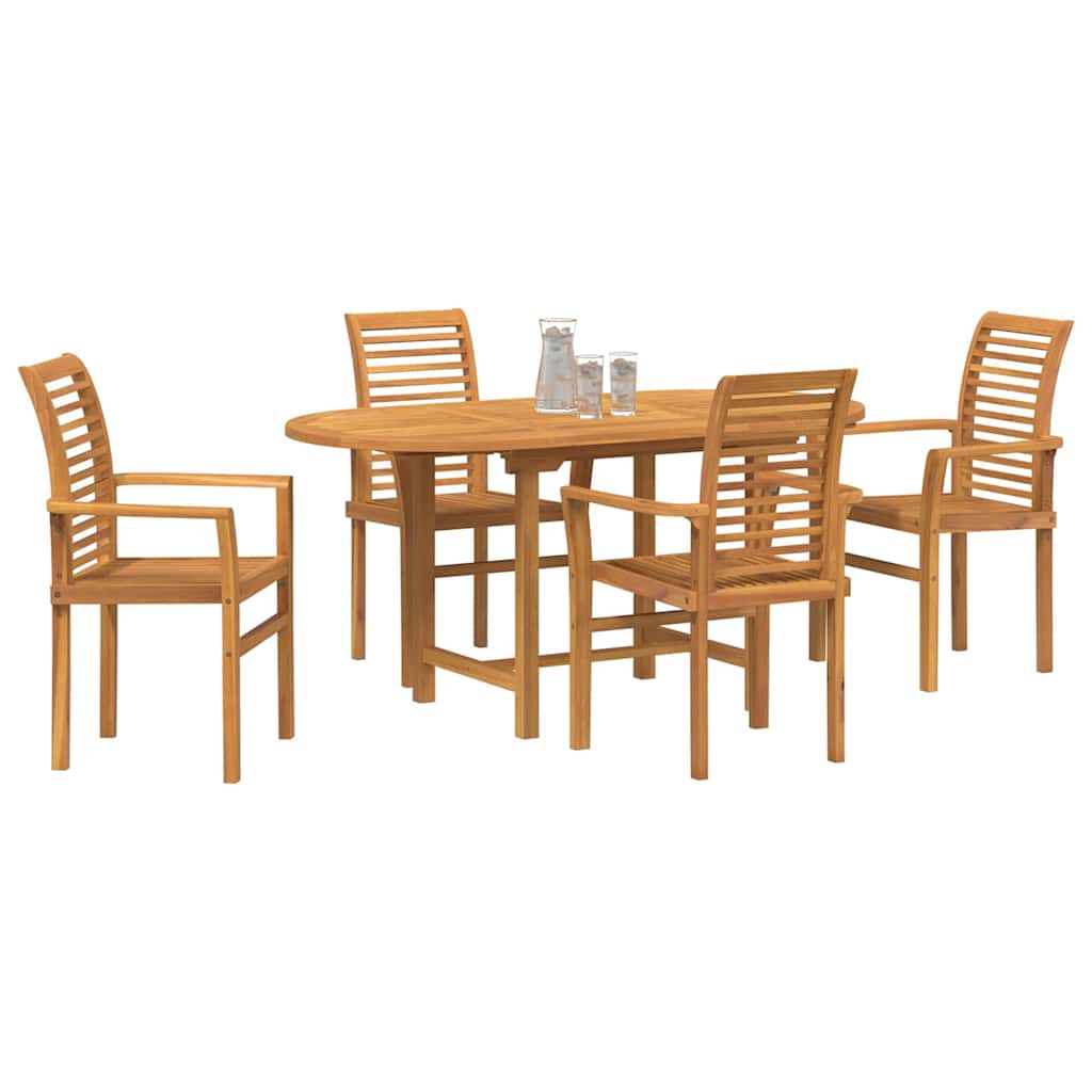 Tuin eettafelset 5 pcs Bruin Massief Teakhout is nu te koop bij PeponiXL, paradijselijk wonen!