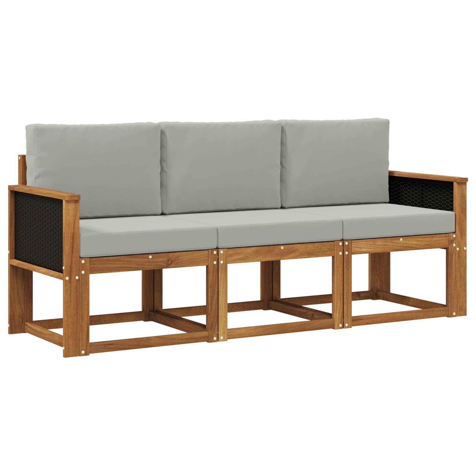 Buiten bankenset met kussen 3 pcs Naturel en lichtgrijs is nu te koop bij PeponiXL, paradijselijk wonen!