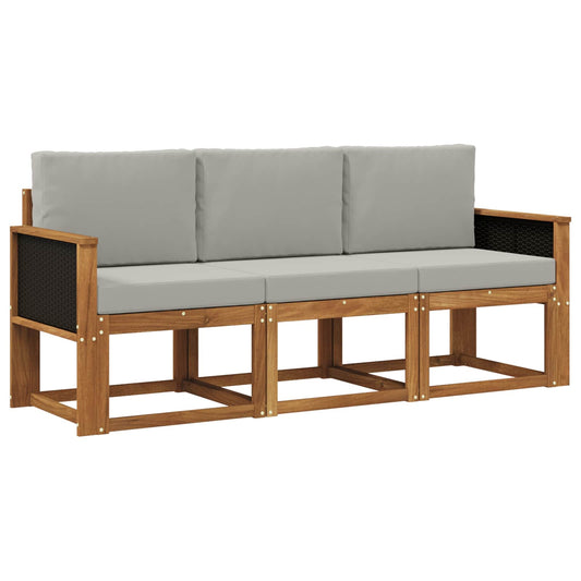 Buiten bankenset met kussen 3 pcs Naturel en lichtgrijs is nu te koop bij PeponiXL, paradijselijk wonen!