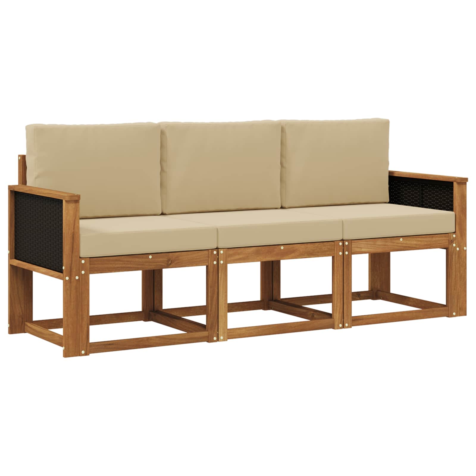 Buiten bankenset 3 pcs Naturel Massief Acaciahout en Polyester is nu te koop bij PeponiXL, paradijselijk wonen!