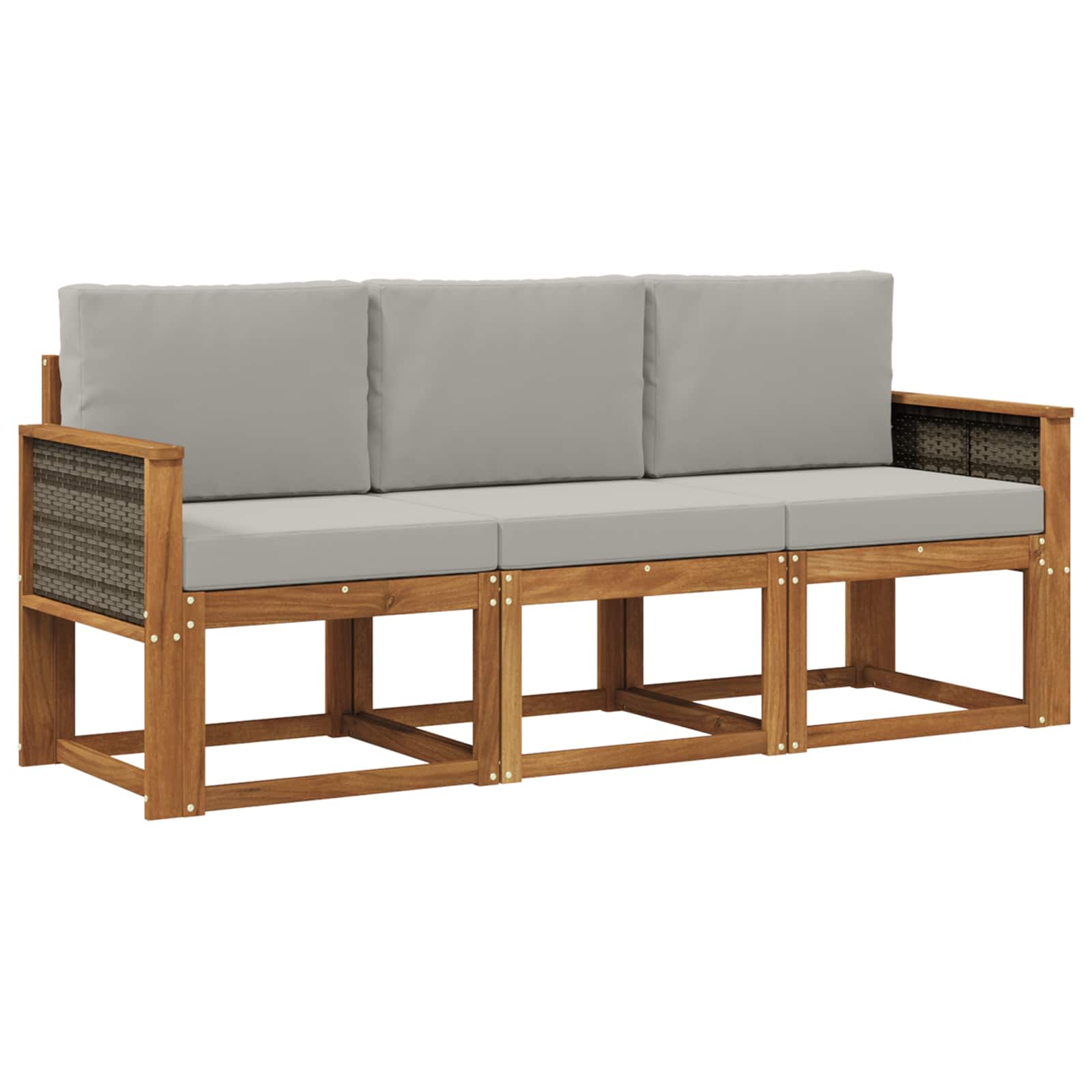 Buiten bankenset met kussen 3 pcs Naturel en lichtgrijs is nu te koop bij PeponiXL, paradijselijk wonen!