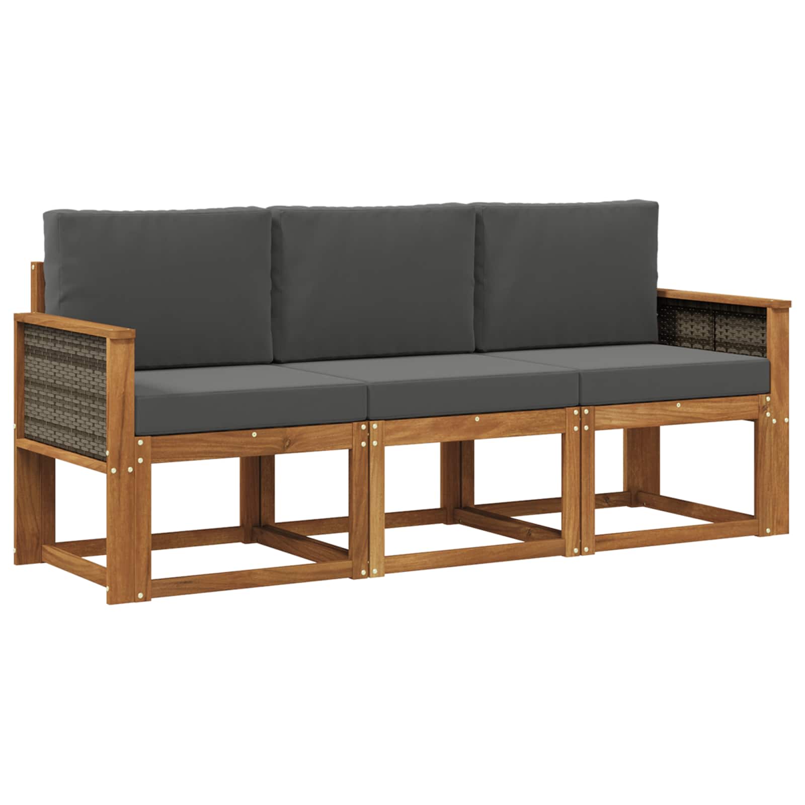 Buiten bankenset met kussen 3 pcs Natuurlijk en Antraciet is nu te koop bij PeponiXL, paradijselijk wonen!