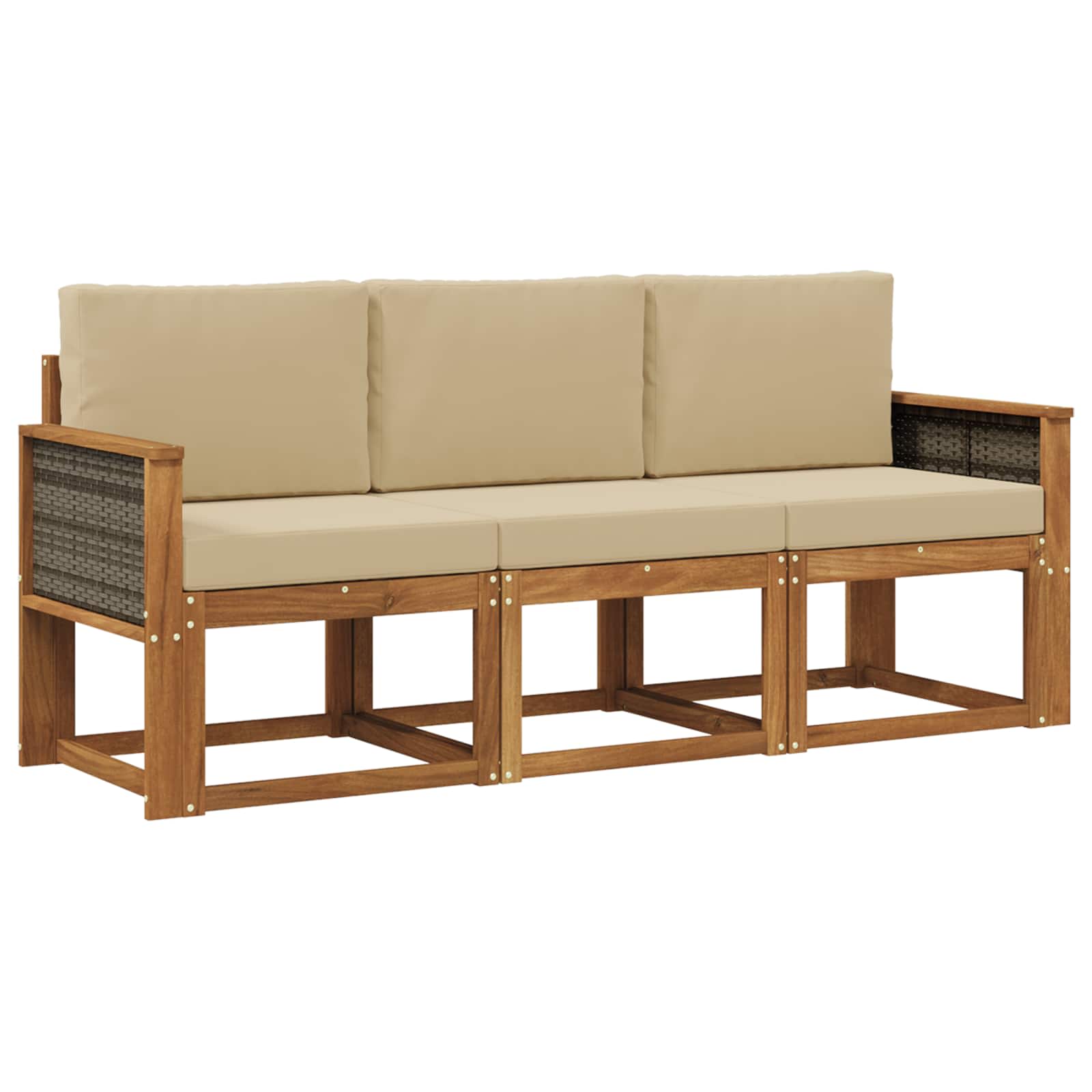Buiten bankenset 3 pcs Naturel Massief Acaciahout en Polyester is nu te koop bij PeponiXL, paradijselijk wonen!