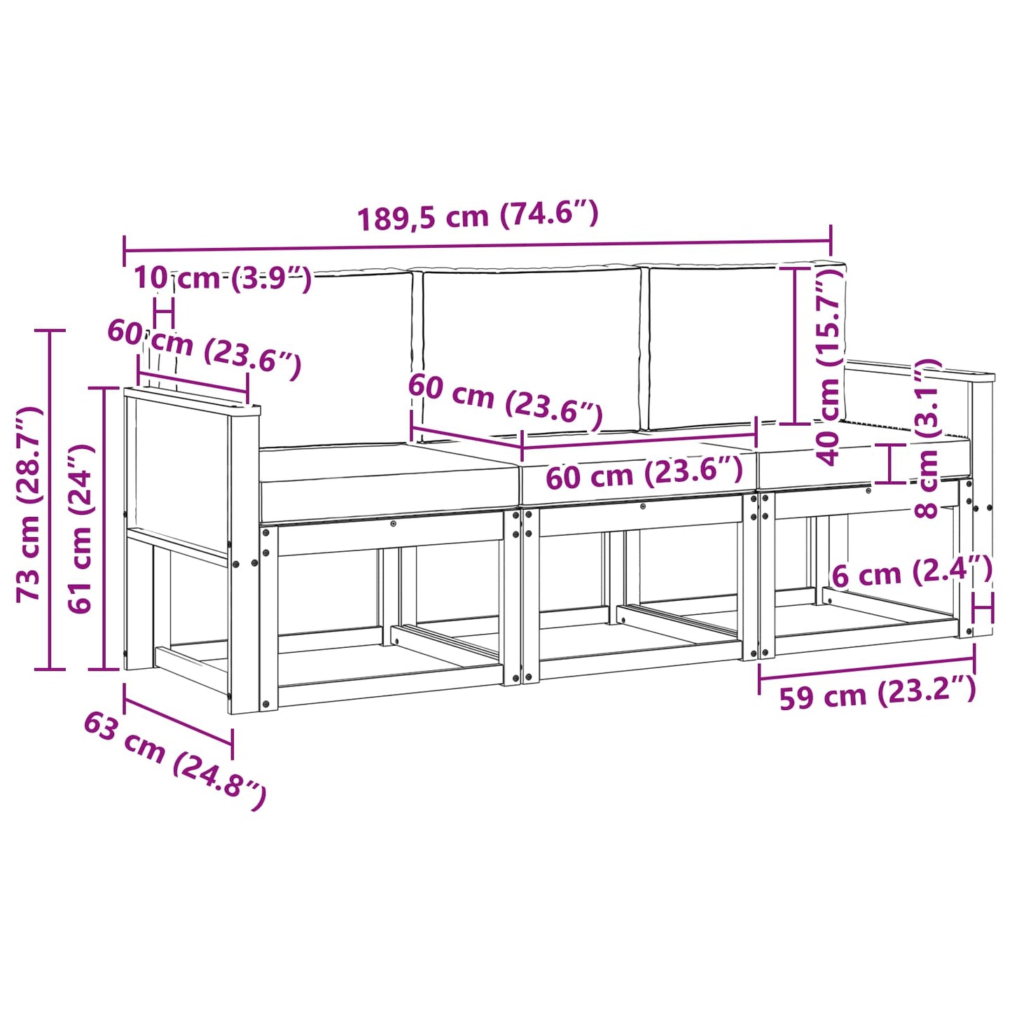 Buiten bankenset met kussen 3 pcs Natuurlijk en Crème is nu te koop bij PeponiXL, paradijselijk wonen!