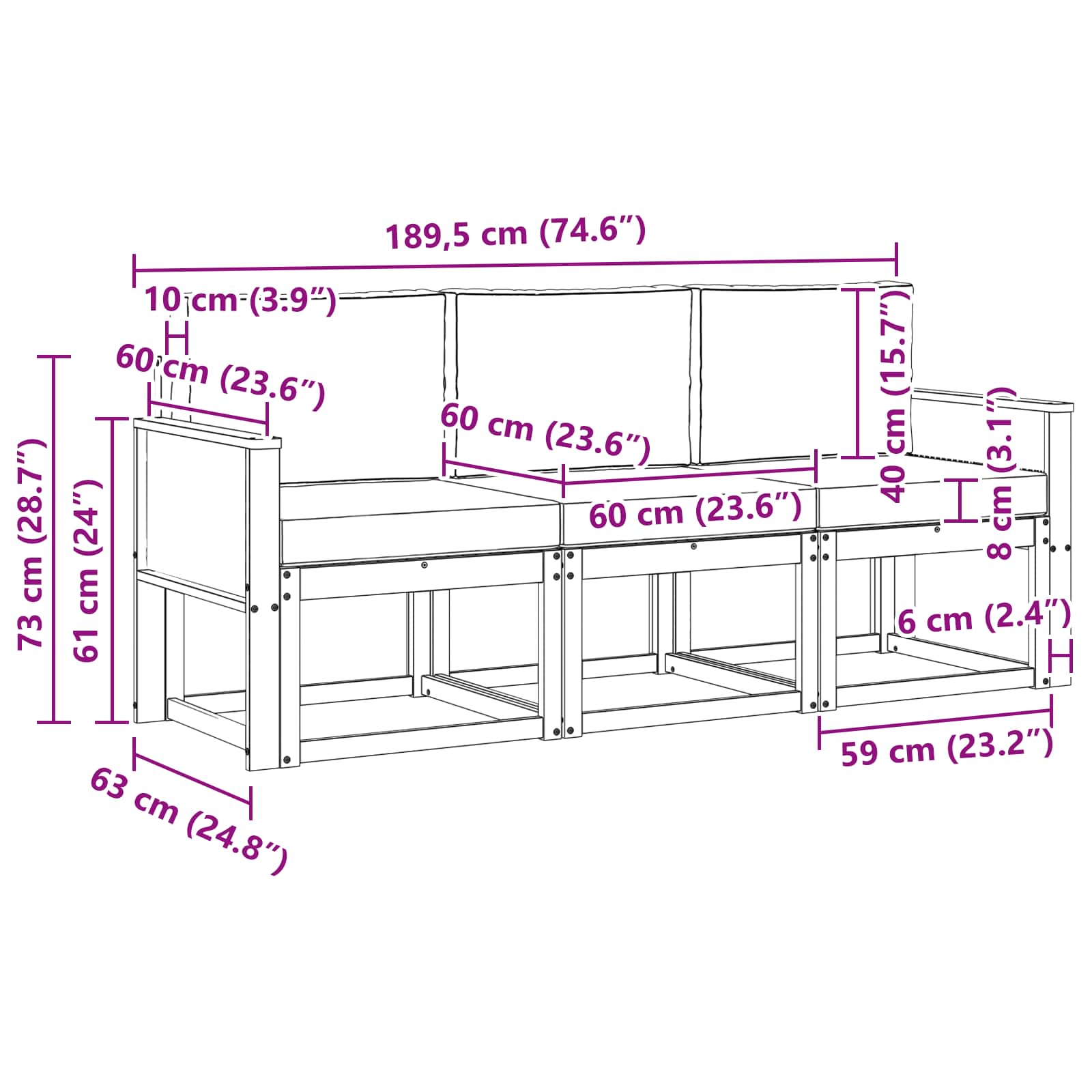 Buiten bankenset met kussen 3 pcs Natuurlijk en Crème is nu te koop bij PeponiXL, paradijselijk wonen!