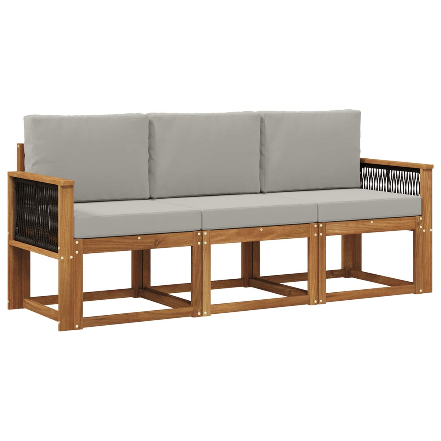 Buiten bankenset met kussen 3 pcs Naturel en lichtgrijs is nu te koop bij PeponiXL, paradijselijk wonen!
