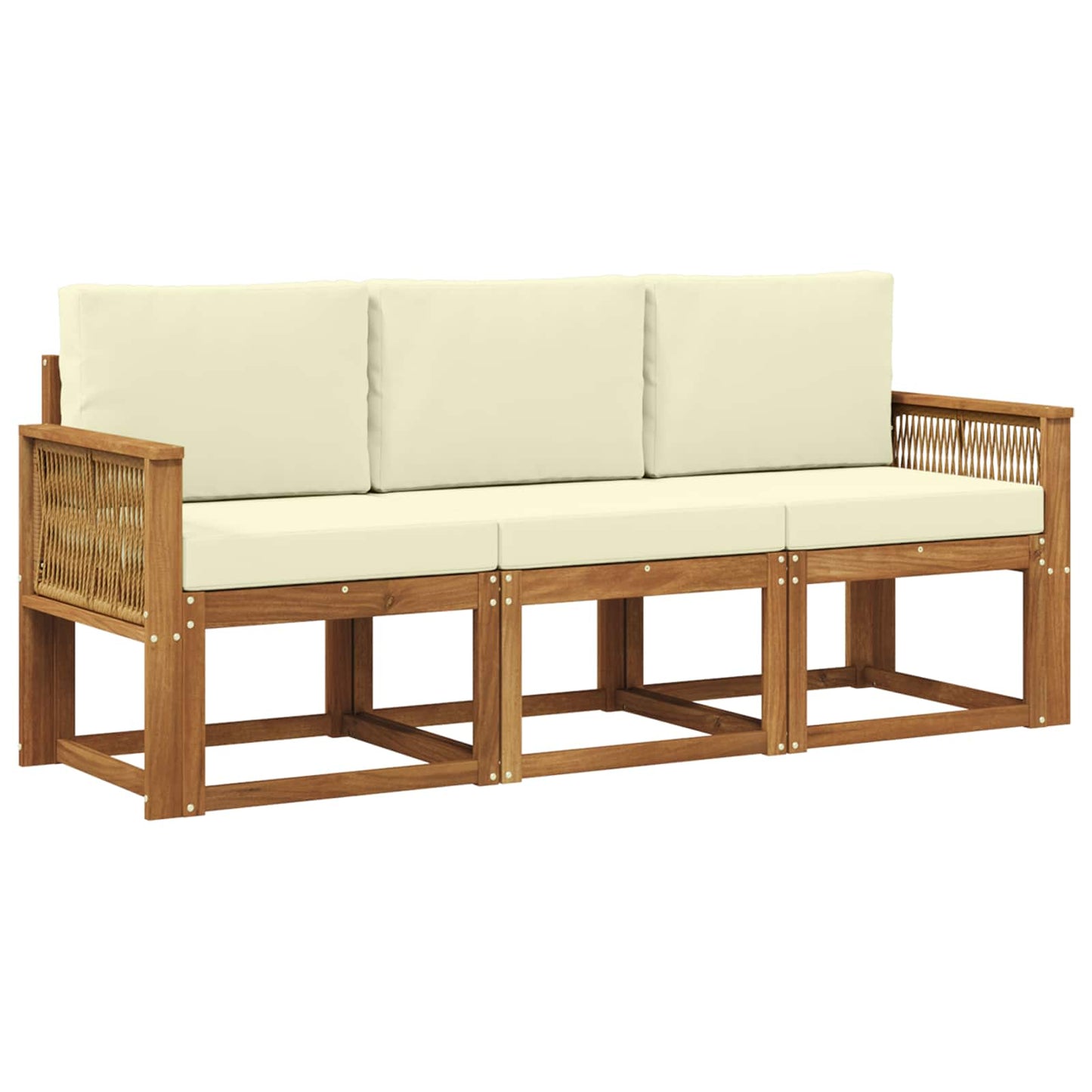 Buiten bankenset met kussen 3 pcs Natuurlijk en Crème Polyester is nu te koop bij PeponiXL, paradijselijk wonen!