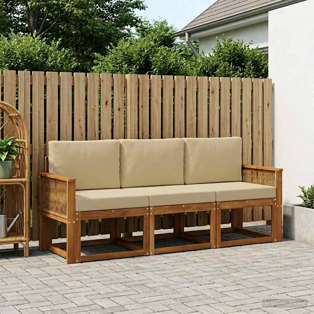 Buiten bankenset met kussen 3 pcs Natuurlijk en Beige Polyester is nu te koop bij PeponiXL, paradijselijk wonen!
