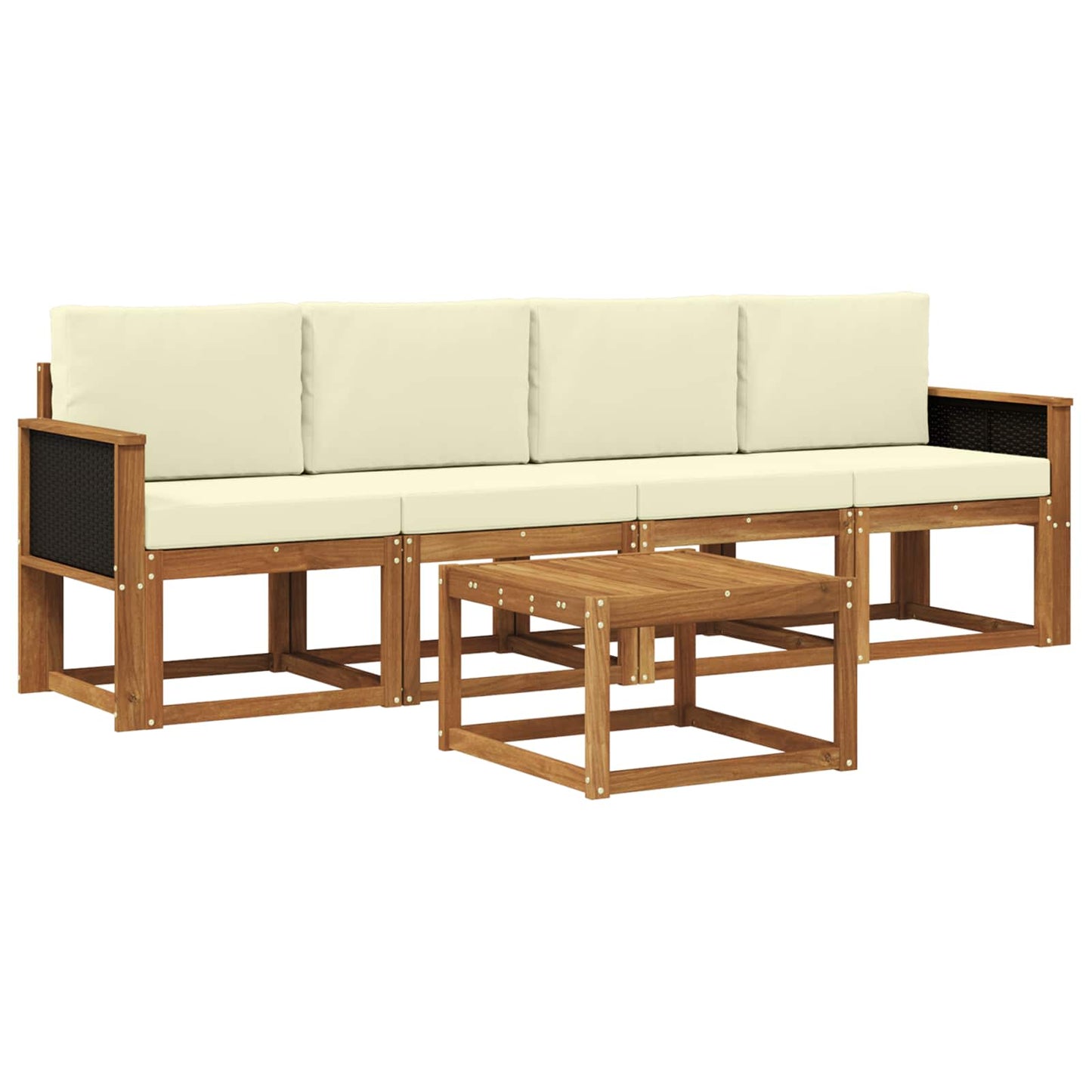 Buiten bankenset met kussen 4 pcs Natuurlijk en Crème is nu te koop bij PeponiXL, paradijselijk wonen!