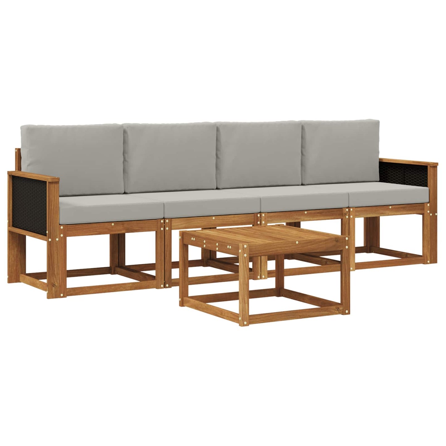 Buiten bankenset met kussen 4 pcs Naturel en lichtgrijs is nu te koop bij PeponiXL, paradijselijk wonen!