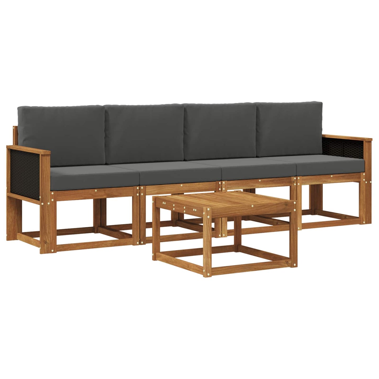 Buiten bankenset met kussen 4 pcs Natuurlijk en Antraciet is nu te koop bij PeponiXL, paradijselijk wonen!