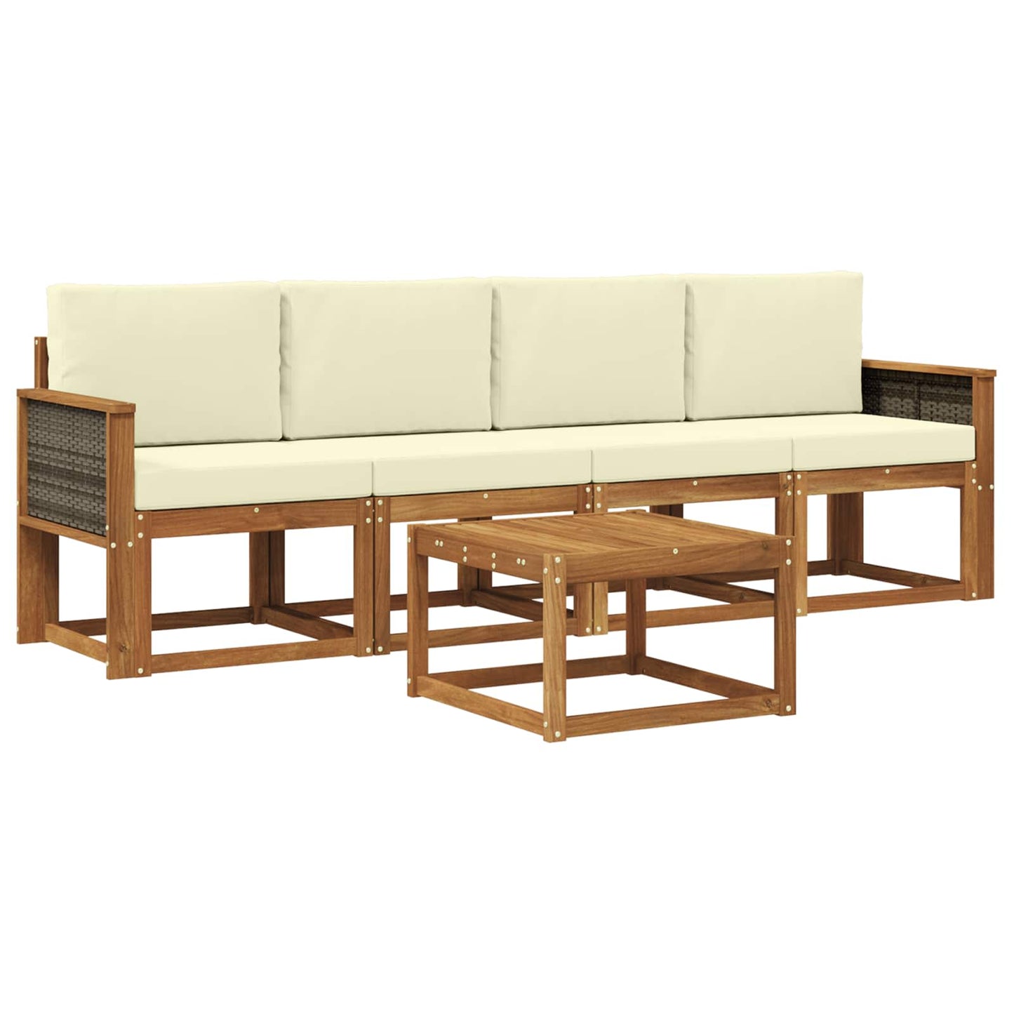 Buiten bankenset met kussen 4 pcs Natuurlijk en Crème is nu te koop bij PeponiXL, paradijselijk wonen!