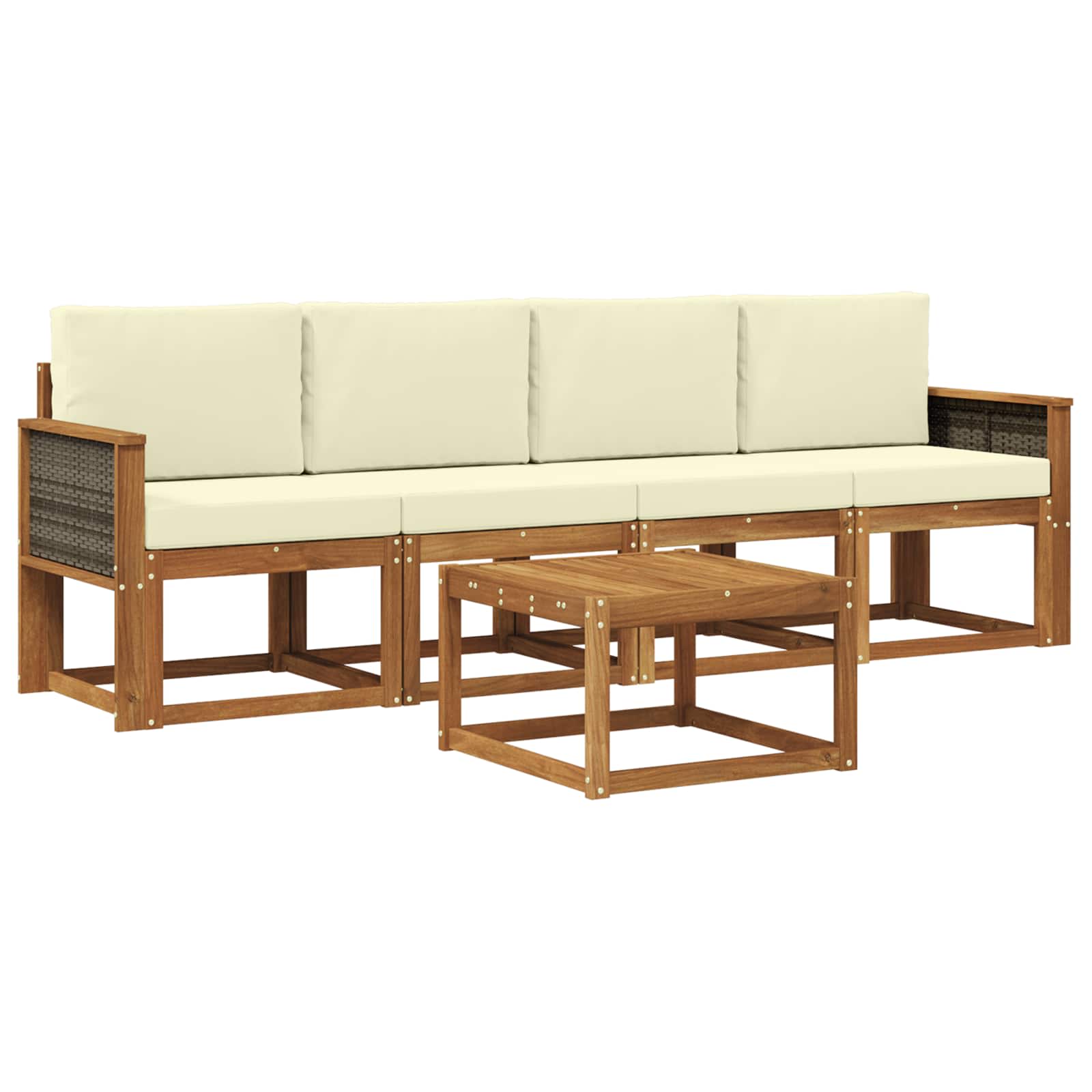 Buiten bankenset met kussen 4 pcs Natuurlijk en Crème is nu te koop bij PeponiXL, paradijselijk wonen!