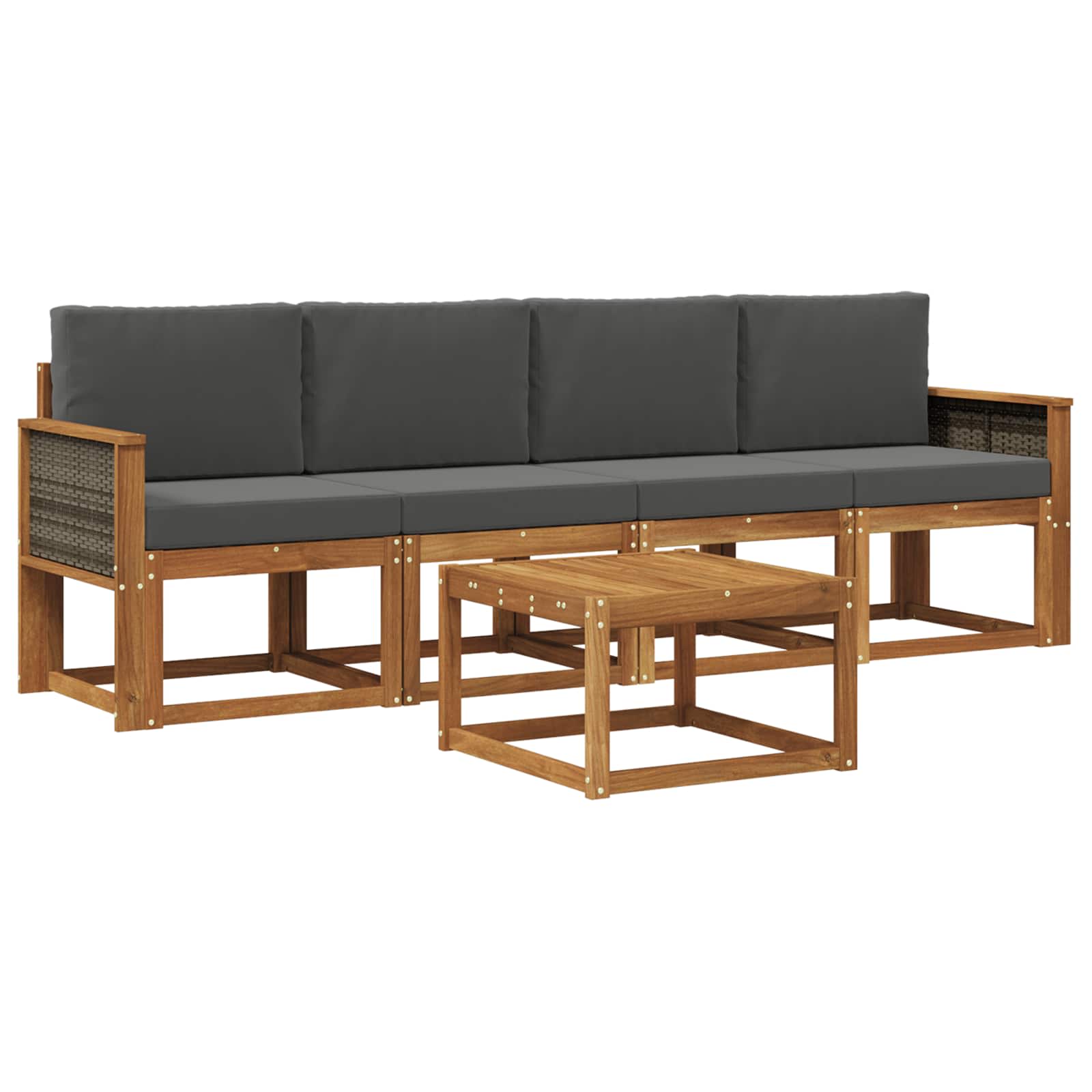 Buiten bankenset met kussen 4 pcs Natuurlijk en Antraciet is nu te koop bij PeponiXL, paradijselijk wonen!