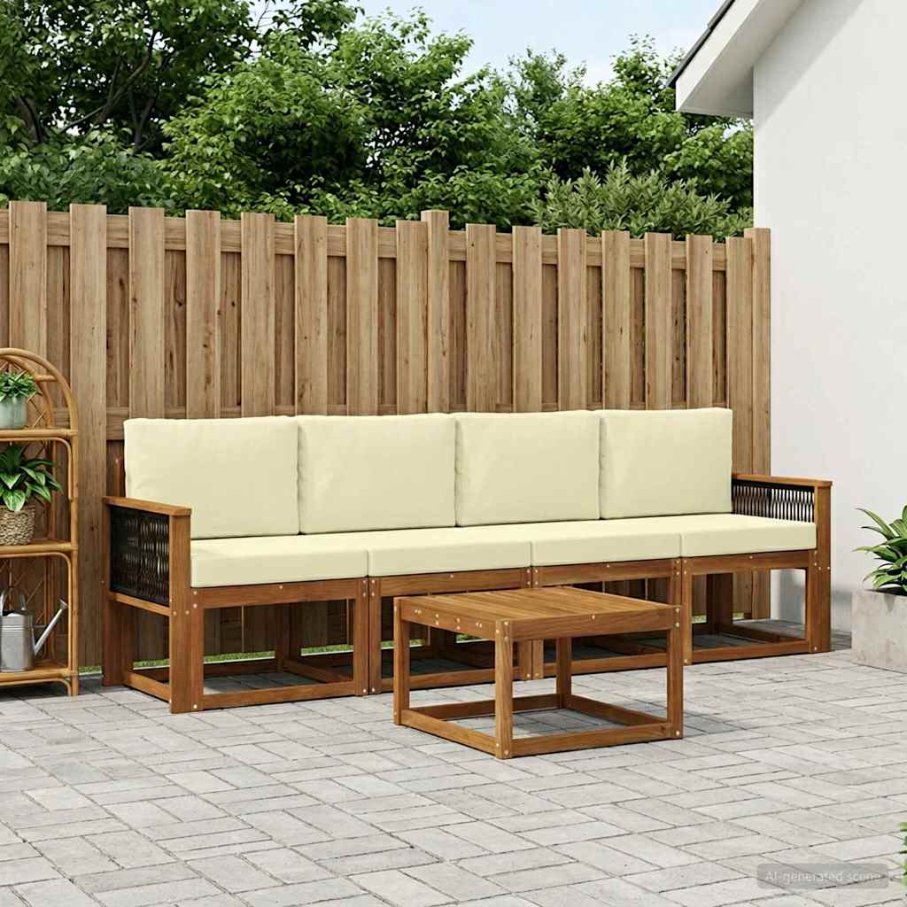 Buiten bankenset met kussen 4 pcs Natuurlijk en Crème is nu te koop bij PeponiXL, paradijselijk wonen!