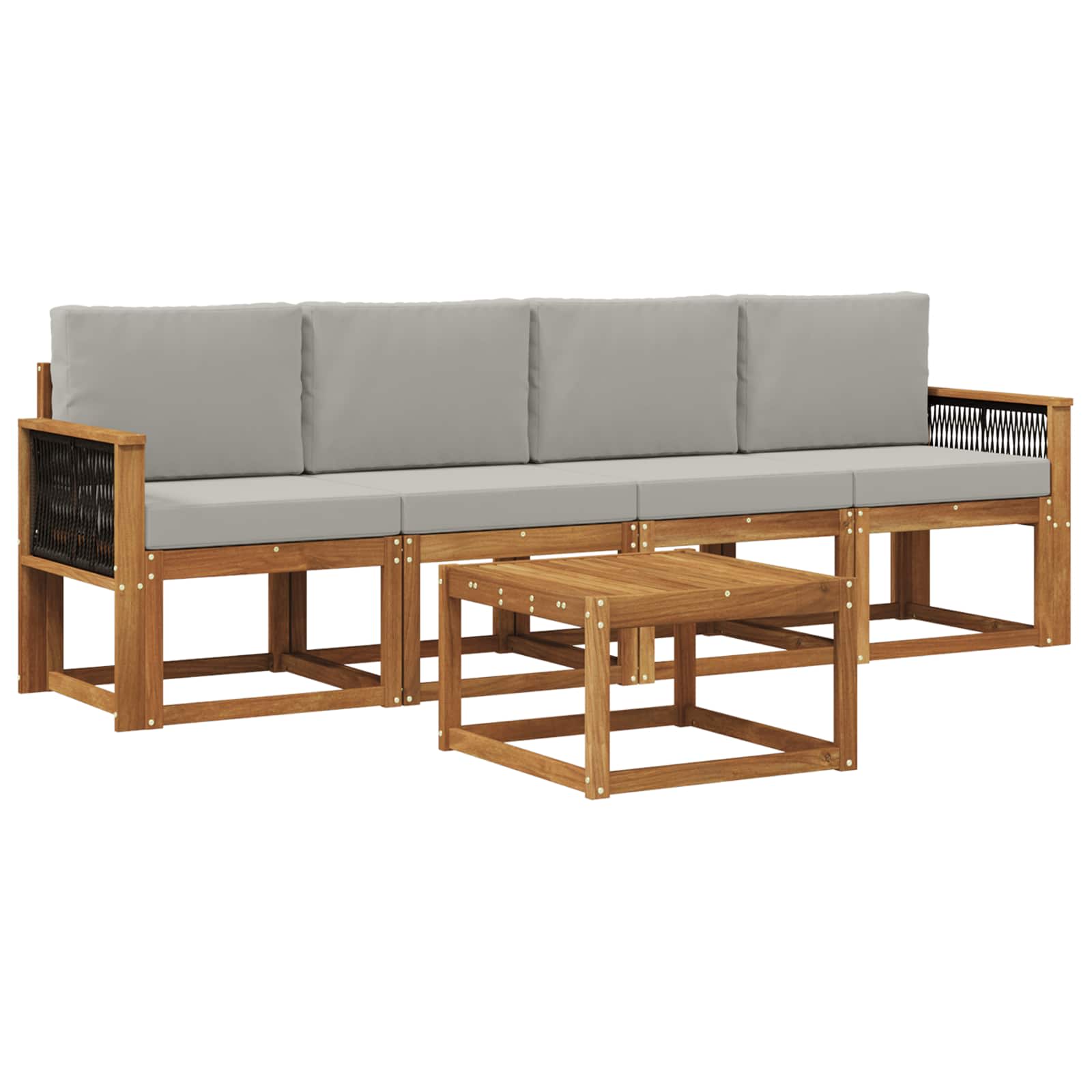 Buiten bankenset met kussen 4 pcs Naturel en lichtgrijs is nu te koop bij PeponiXL, paradijselijk wonen!