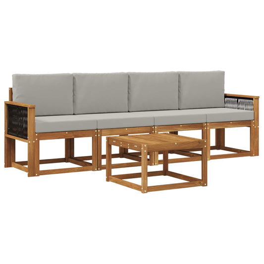 Buiten bankenset met kussen 4 pcs Naturel en lichtgrijs is nu te koop bij PeponiXL, paradijselijk wonen!