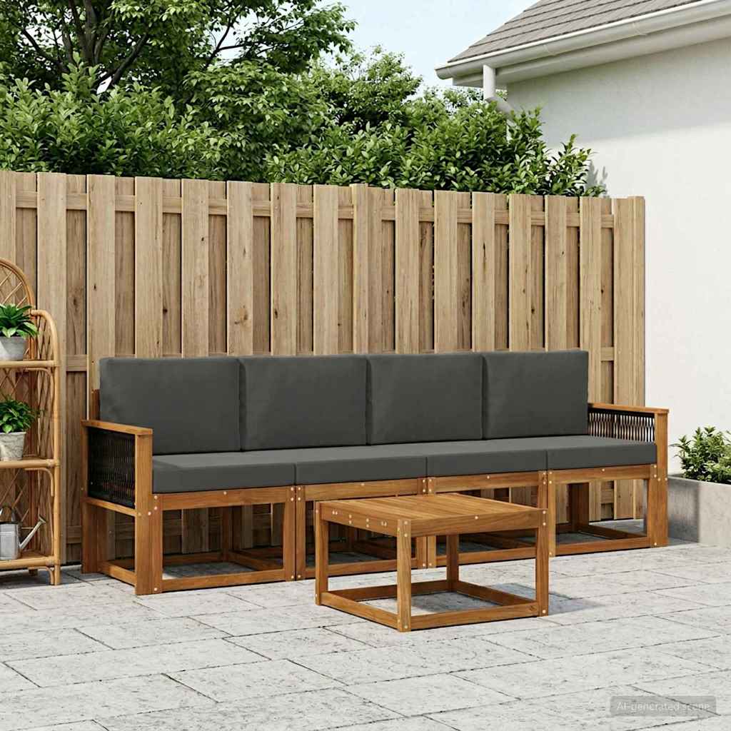 Buiten bankenset met kussen 4 pcs Natuurlijk en Antraciet is nu te koop bij PeponiXL, paradijselijk wonen!