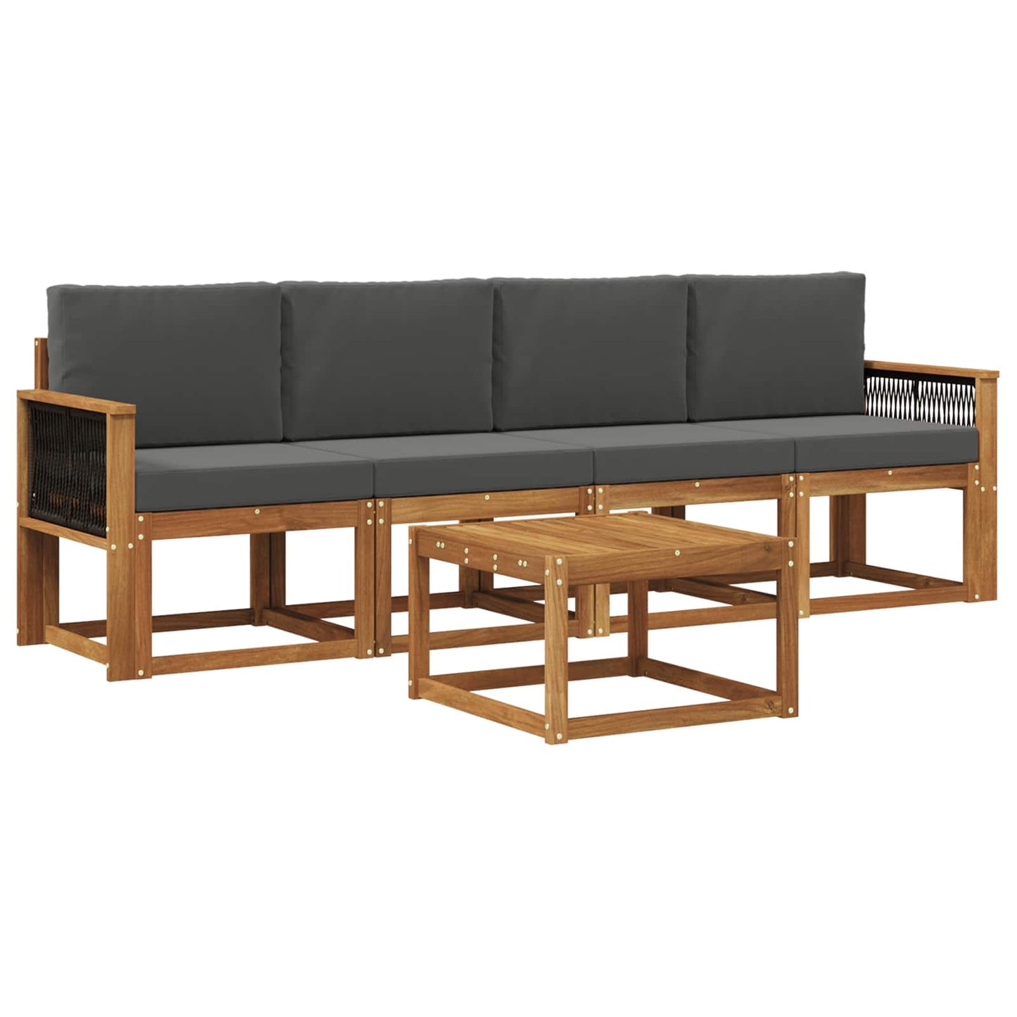 Buiten bankenset met kussen 4 pcs Natuurlijk en Antraciet is nu te koop bij PeponiXL, paradijselijk wonen!