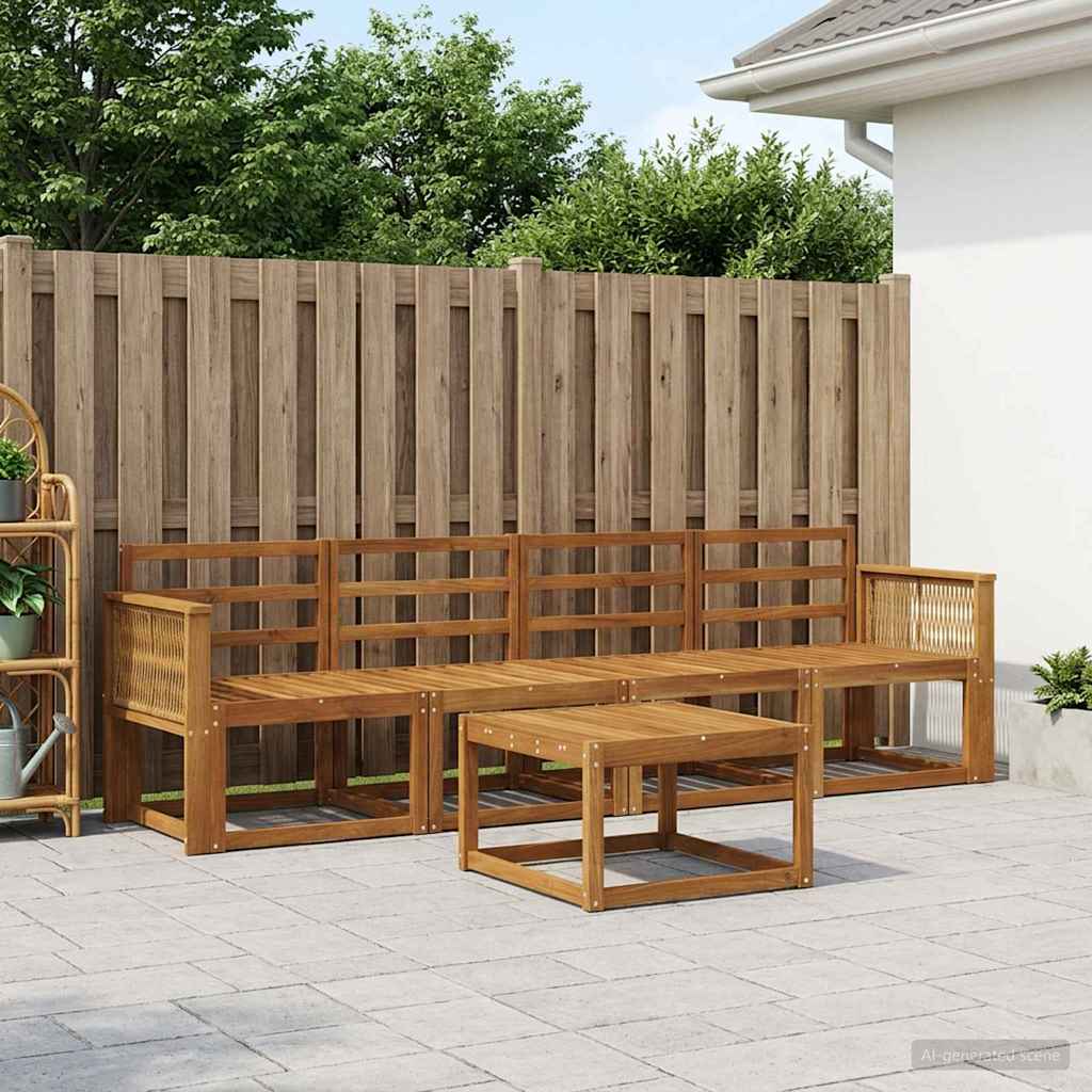Buiten bankenset 5 pcs Naturel Massief Acaciahout is nu te koop bij PeponiXL, paradijselijk wonen!