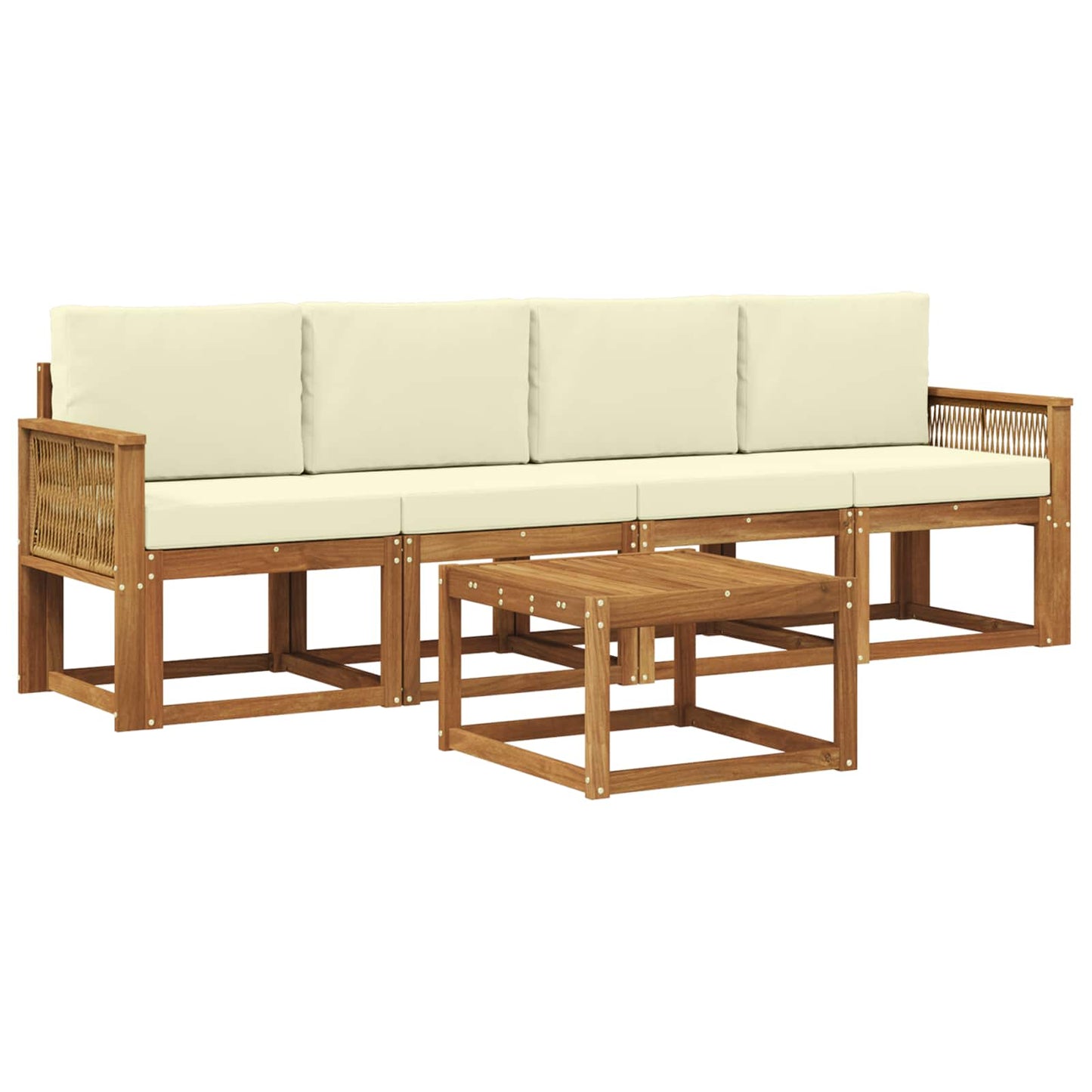 Buiten bankenset met kussen 5 pcs Natuurlijk en Crème Polyester is nu te koop bij PeponiXL, paradijselijk wonen!