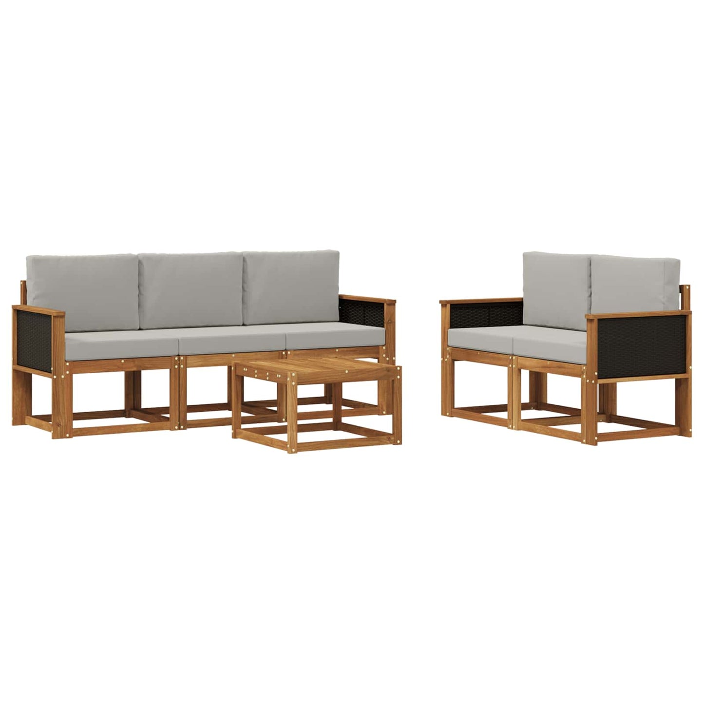 Buiten bankenset met kussen 6 pcs Naturel en lichtgrijs is nu te koop bij PeponiXL, paradijselijk wonen!