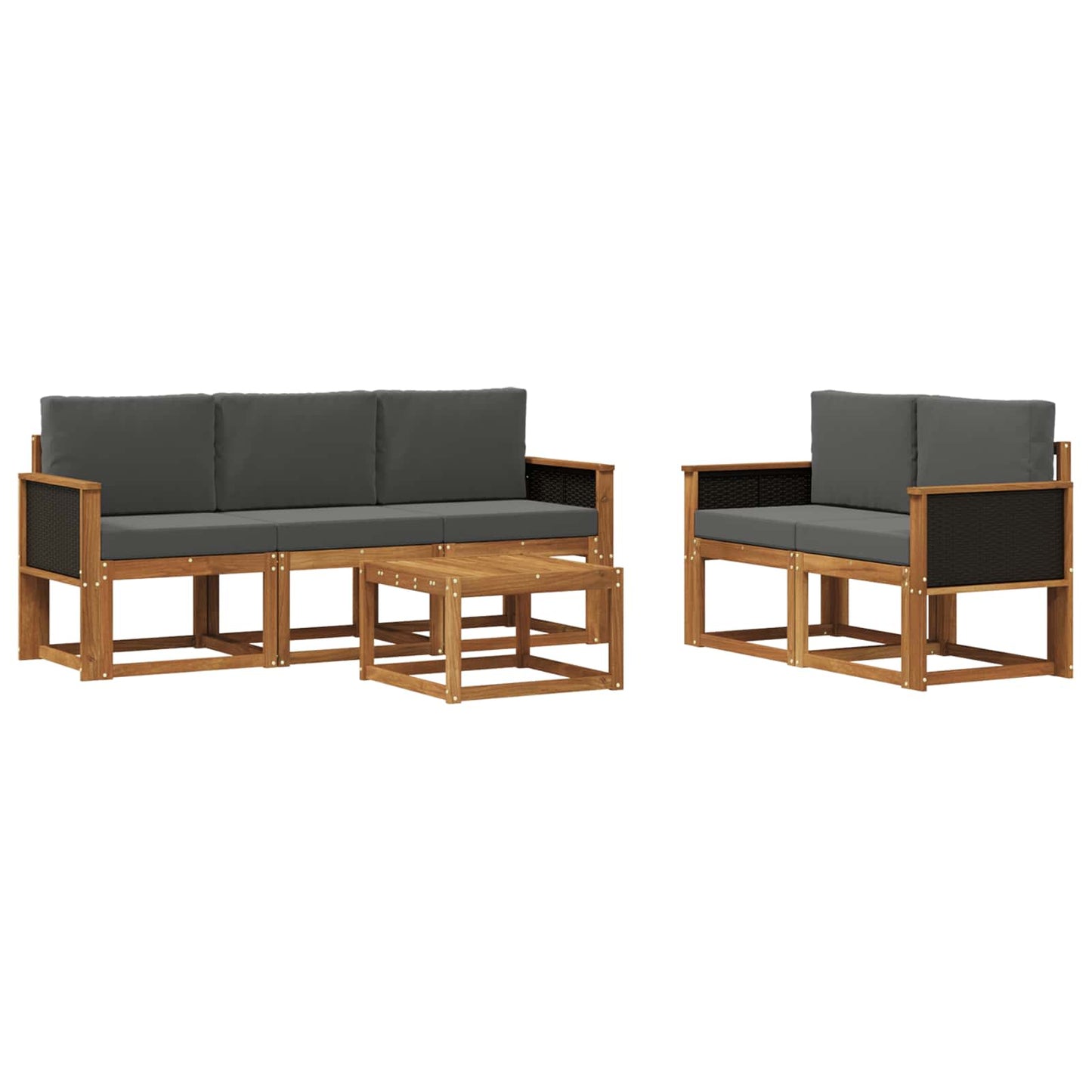 Buiten bankenset met kussen 6 pcs Natuurlijk en Antraciet is nu te koop bij PeponiXL, paradijselijk wonen!