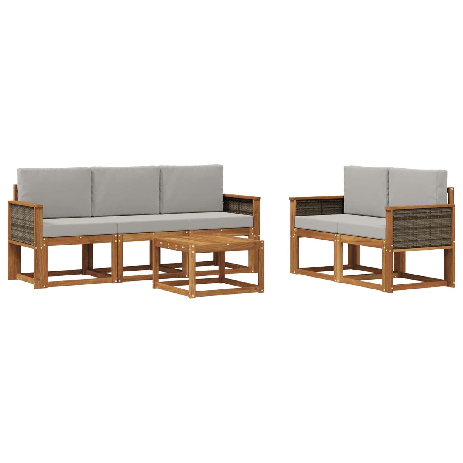 Buiten bankenset met kussen 6 pcs Naturel en lichtgrijs is nu te koop bij PeponiXL, paradijselijk wonen!