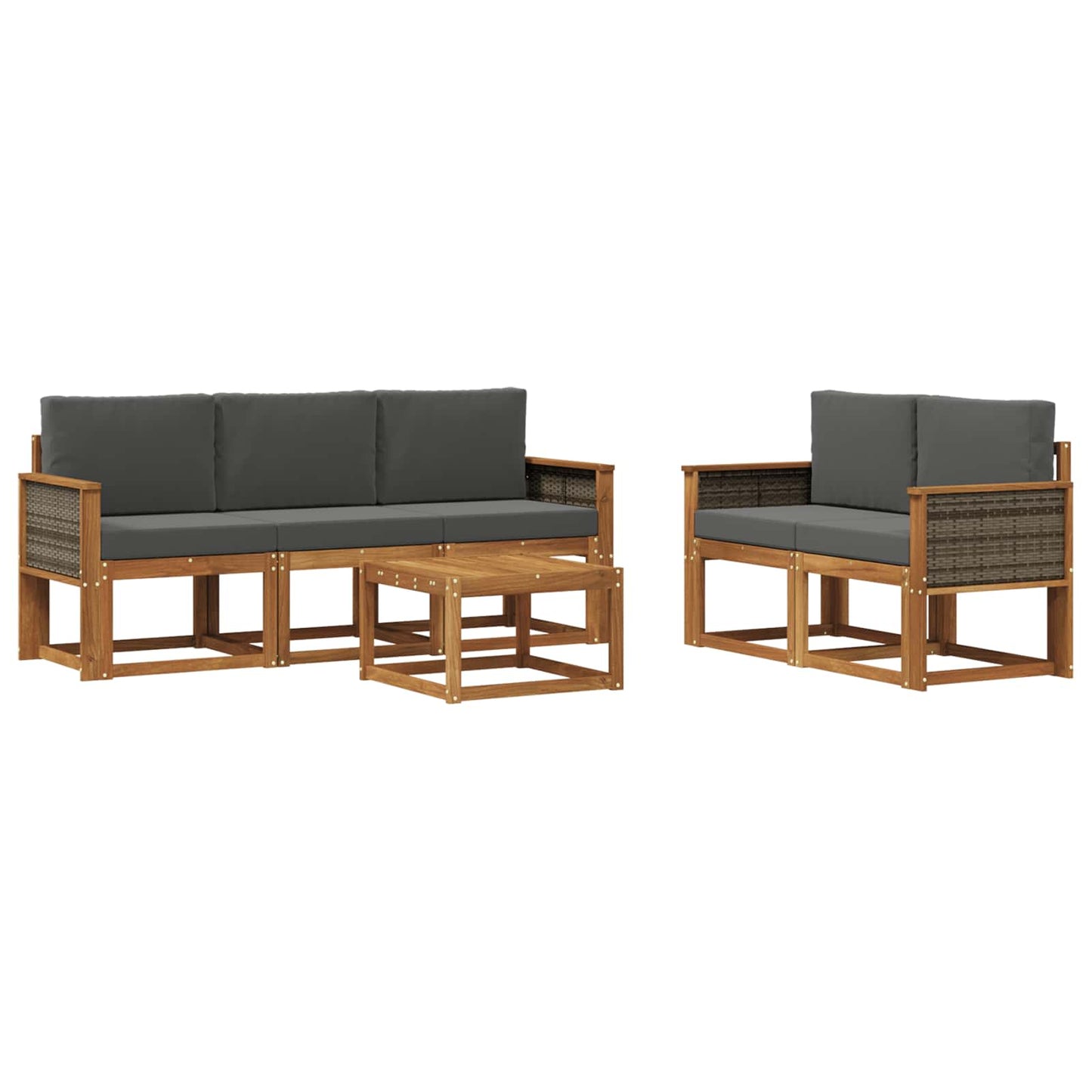 Buiten bankenset met kussen 6 pcs Natuurlijk en Antraciet is nu te koop bij PeponiXL, paradijselijk wonen!