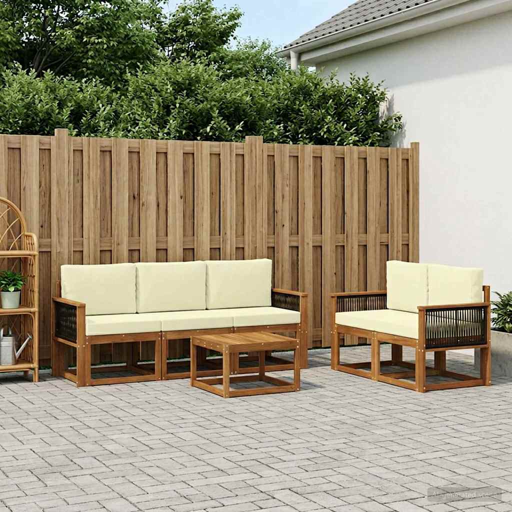 Buiten bankenset met kussen 6 pcs Natuurlijk en Crème is nu te koop bij PeponiXL, paradijselijk wonen!