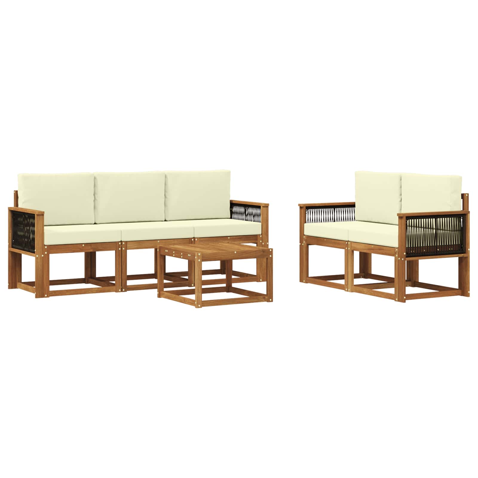 Buiten bankenset met kussen 6 pcs Natuurlijk en Crème is nu te koop bij PeponiXL, paradijselijk wonen!