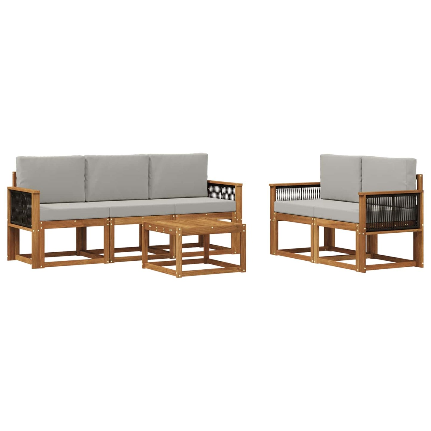 Buiten bankenset met kussen 6 pcs Naturel en lichtgrijs is nu te koop bij PeponiXL, paradijselijk wonen!