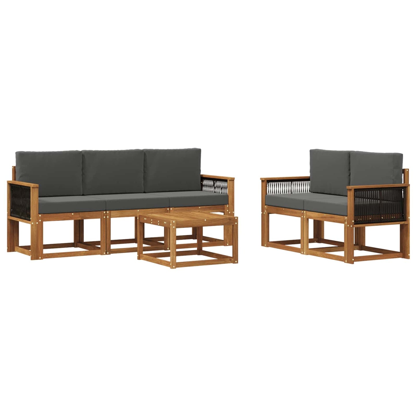 Buiten bankenset met kussen 6 pcs Natuurlijk en Antraciet is nu te koop bij PeponiXL, paradijselijk wonen!