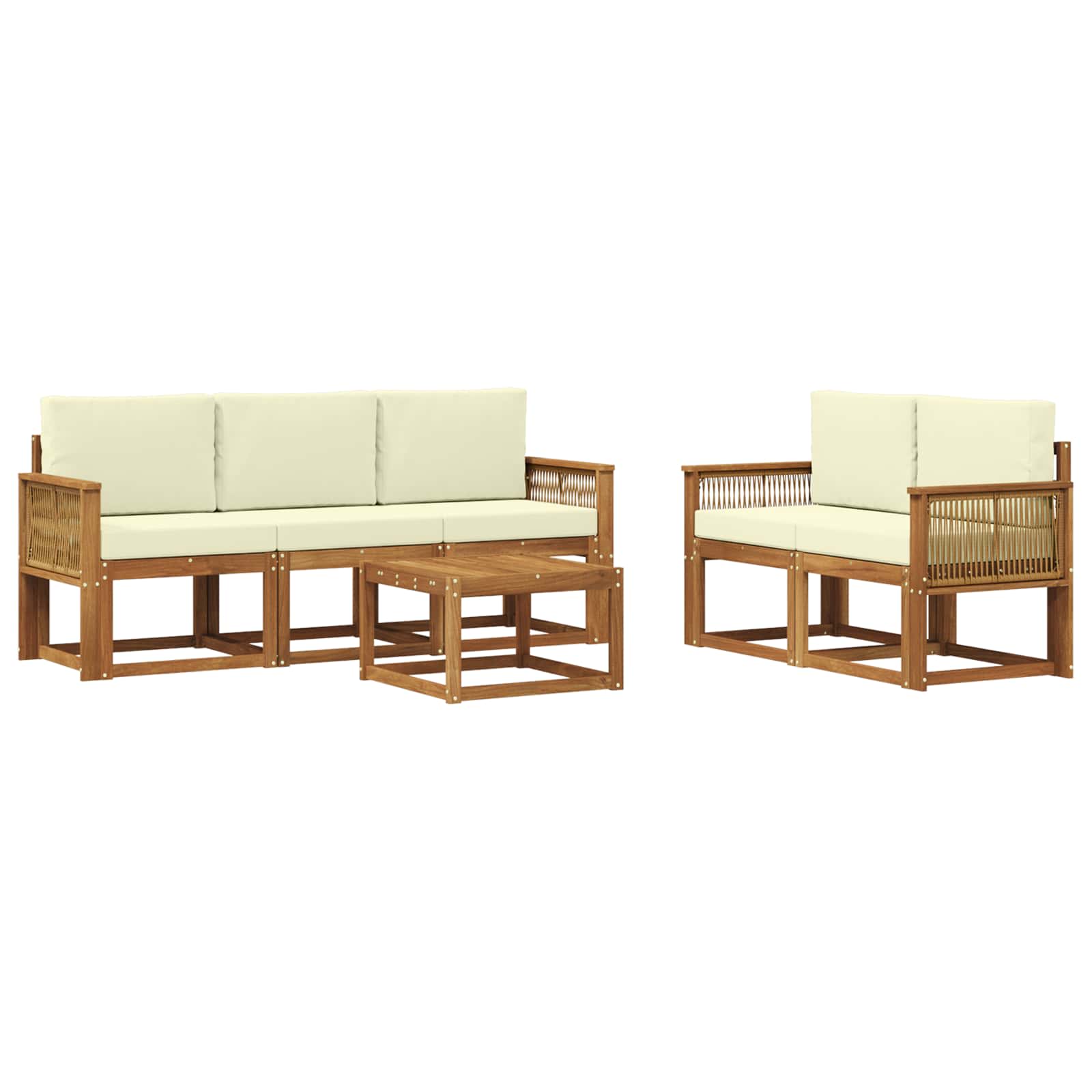 Buiten bankenset met kussen 6 pcs Natuurlijk en Crème Polyester is nu te koop bij PeponiXL, paradijselijk wonen!