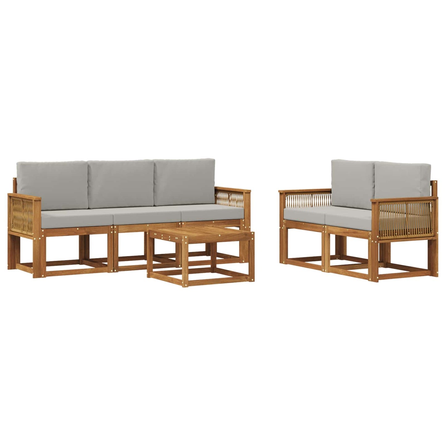 Buiten bankenset 6 pcs Naturel en lichtgrijs Polyester is nu te koop bij PeponiXL, paradijselijk wonen!
